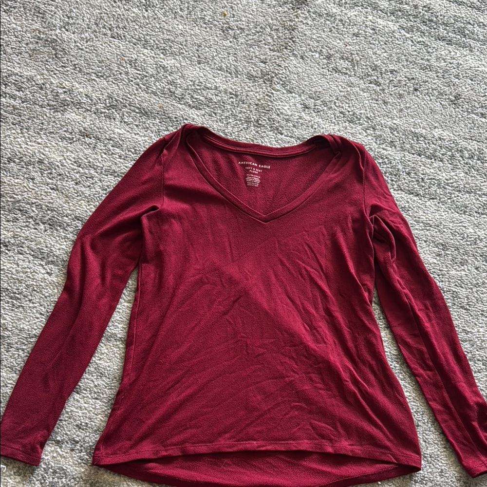 Women's Burgundy Long Sleeve Top